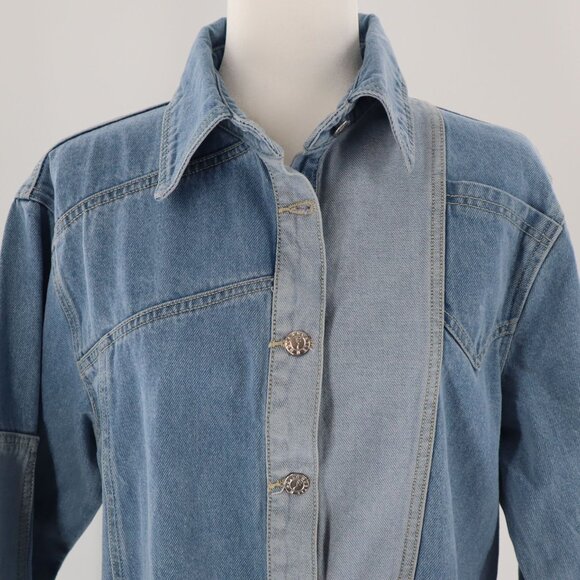 Hustle N Holla Felicity Denim Shacket Women Blue Y2K Casual Trendy Oversized NWT - Picture 11 of 15